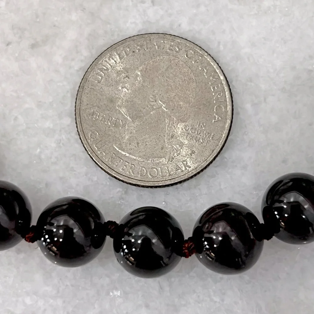 Indian Garnet Bead Sterling Silver BOLO Necklace